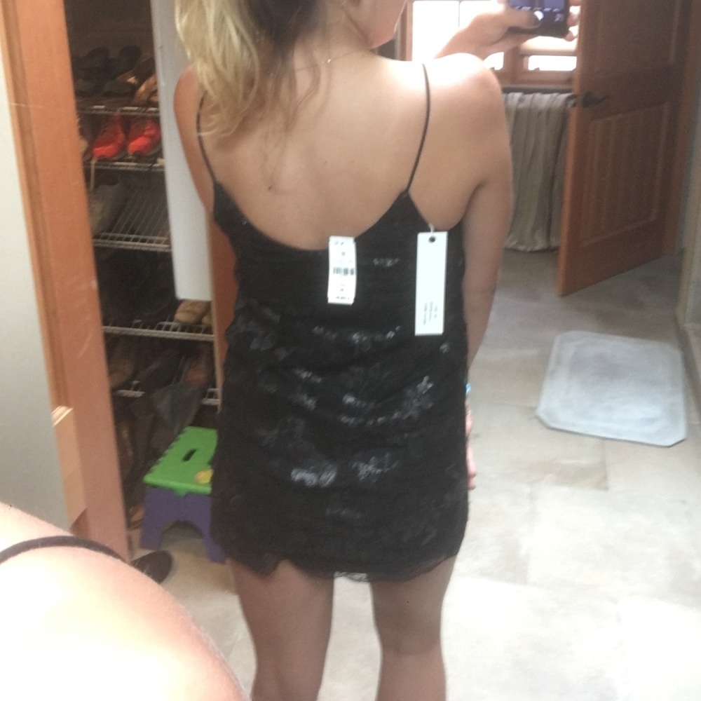 Black sequin/mesh bodycon mini dress - Picture 3 of 5